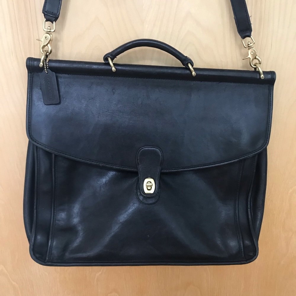 COACH Vintage Black Leather Briefcase
